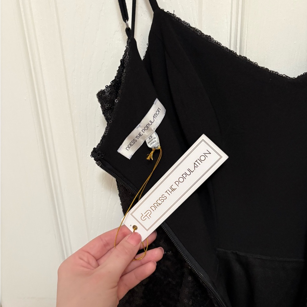 Dress the Population Black Sequin Peplum Dress